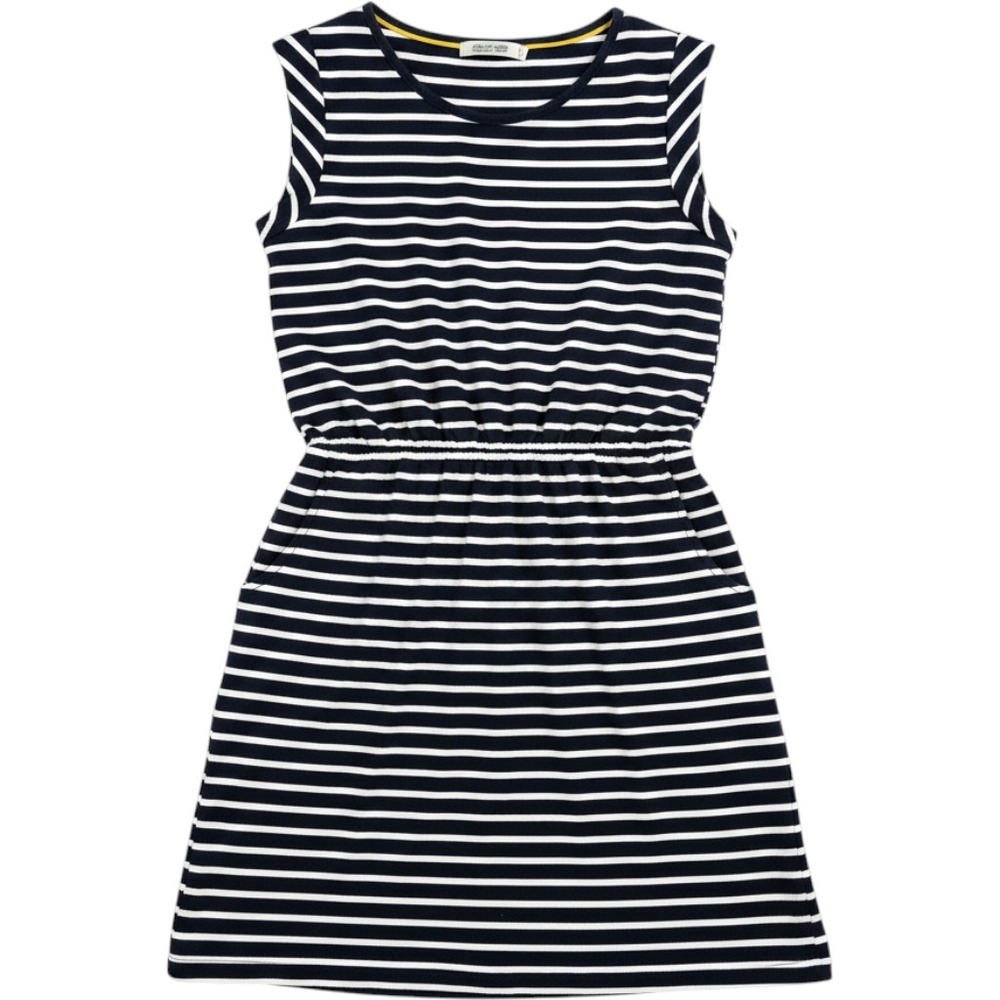 Boden Jersey Mini Dress Womens 12 UK 16  Navy Blue White Striped Pockets Coastal